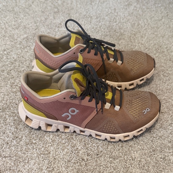 On Women's Brown and Yellow Athletic Shoes in good condition - Picture 2 of 5